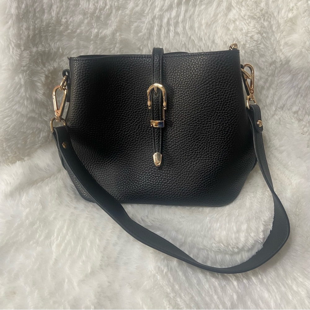Montana West Black Textured Shoulder Bag